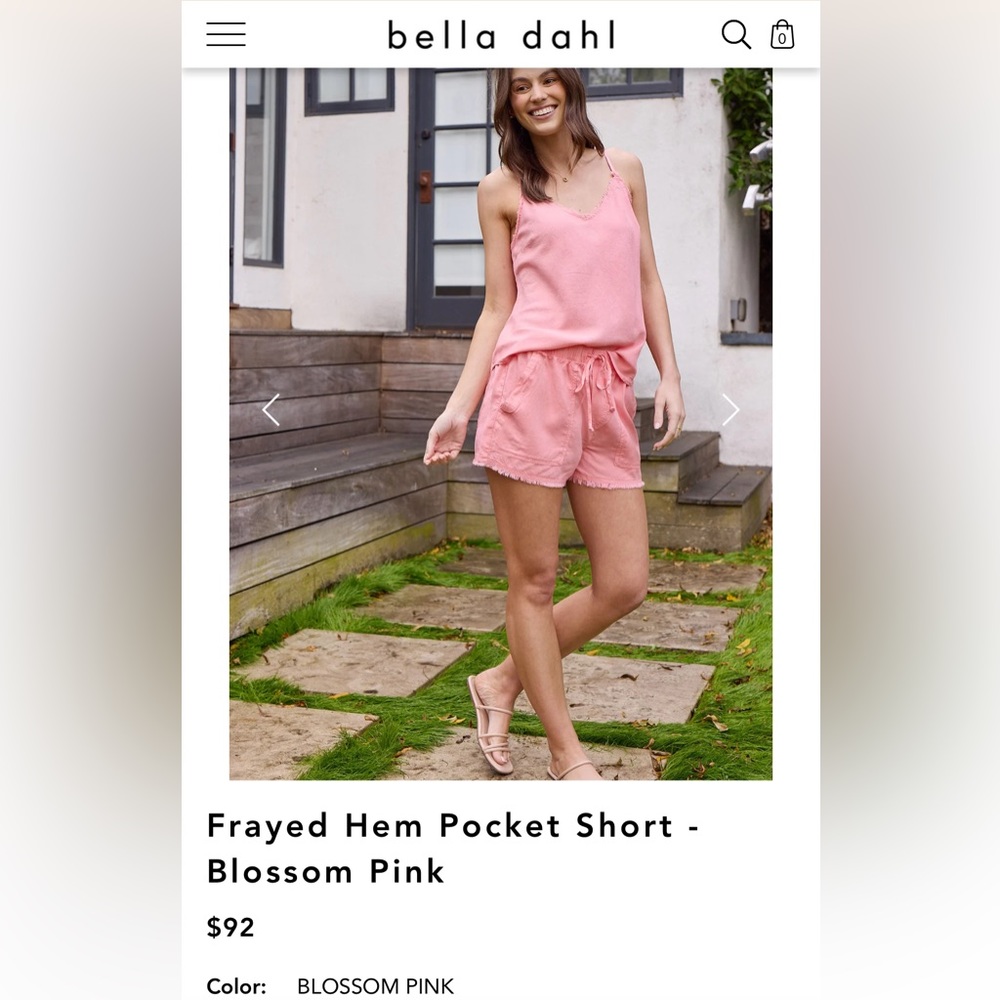 Bella Dahl frayed hem pocket short peach medium
